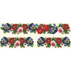 ВЖ004шМнннн Барвиста вишиванка Заготовка для вишивки - Вставка для жіночої вишиванки Троянди, братки, мальви р.42-54 шовк, бежевий