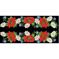 ВЖ102пЧнннн Барвиста вишиванка Заготовка для вишивки - Вставка для жіночої вишиванки Маки, ромашки, волошки р.42-54 габардин, чорний