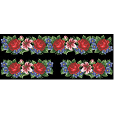 ВЖ302пЧнннн Барвиста вишиванка Заготовка для вишивки - Вставка для жіночої вишиванки Лілеї, троянди, незабудки р.42-54 габардин, чорний
