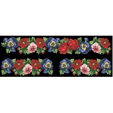 ВЖ402пЧнннн Барвиста вишиванка Заготовка для вишивки - Вставка для жіночої вишиванки Троянди, братки, мальви р.42-54 габардин, чорний