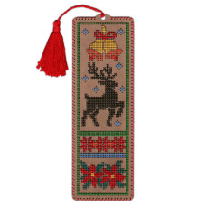 WLZ-009 Wonderland Crafts Набір для вишивки нитками на крафтовому картоні Закладка – Північний олень, 6,5x20 см