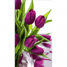 WW213 Фіолетові тюльпани, 50х25 см. Strateg. Картина за номерами (Стратег)