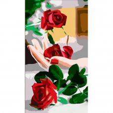 WW214 Троянда на руці, 50х25 см. Strateg. Картина за номерами (Стратег)