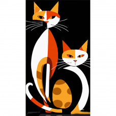 WW230 Геометричні коти в стилі сюрреалізму, 50х25 см. Strateg. Картина за номерами (Стратег)