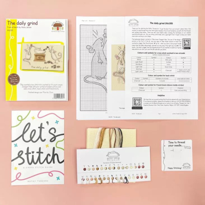 XAJ30 Bothy Threads Набір для вишивки хрестиком - Щоденна рутина The daily grind 12x19 см, Aida 14