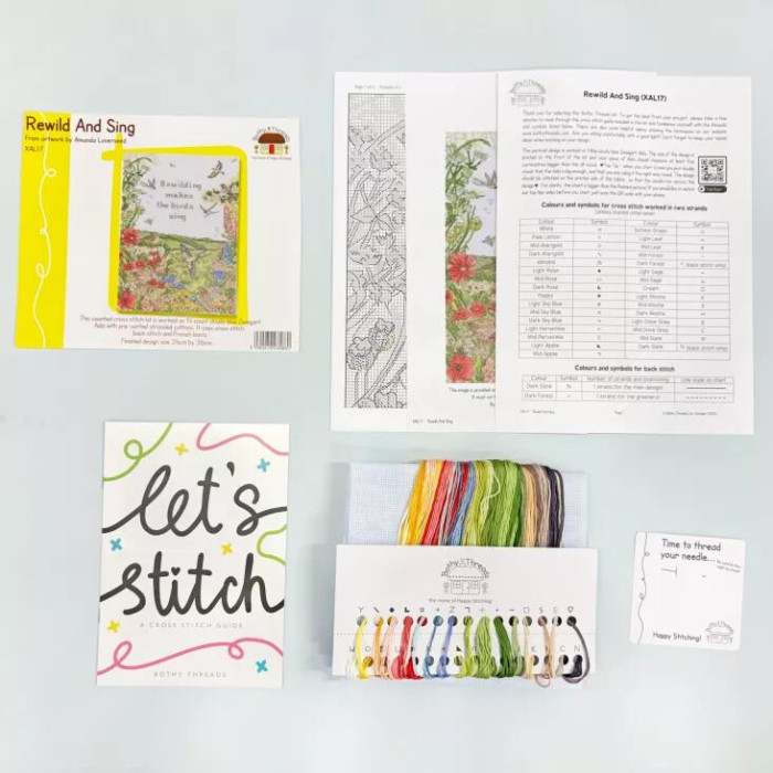 XAL17 Bothy Threads Набір для вишивки хрестиком - Відродися та співай Rewild And Sing 26x36 см, Aida 14