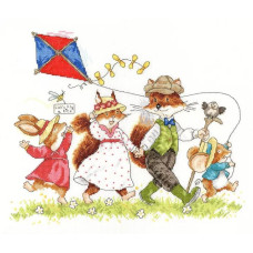 XBR1 Bothy Threads Набір для вишивки хрестиком - Давайте запустимо повітряного змія Let's Fly A Kite 29x34 см, Aida 14