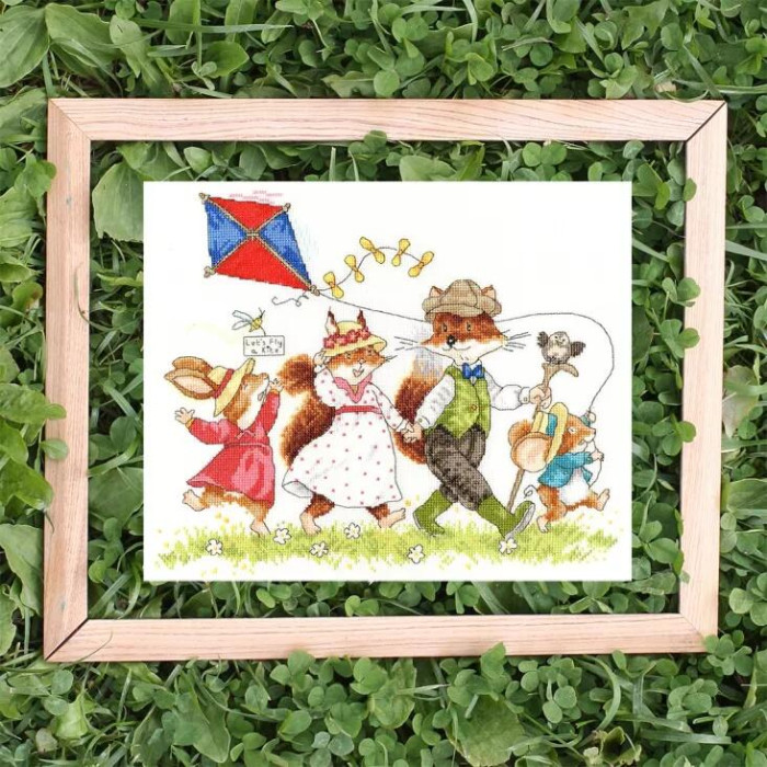 XBR1 Bothy Threads Набір для вишивки хрестиком - Давайте запустимо повітряного змія Let's Fly A Kite 29x34 см, Aida 14