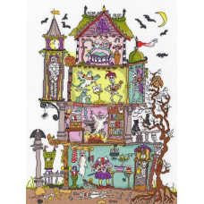 XCT25 Bothy Threads Набір для вишивки хрестиком - Будинок з привидами Haunted House 25x36 см, Aida 16