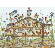 XCT37 Bothy Threads Набір для вишивки хрестиком - Курник Hen Home 35х26 см, Aida 14