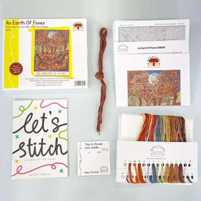 XDD10 Bothy Threads Набір для вишивки хрестиком - Земля лисиць An Earth Of Foxes 26x36 см, Aida 14