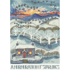 XDD11 Bothy Threads Набір для вишивки хрестиком - Шепіт шпаків A Murmuration Of Starlings 26x36 см, Aida 14