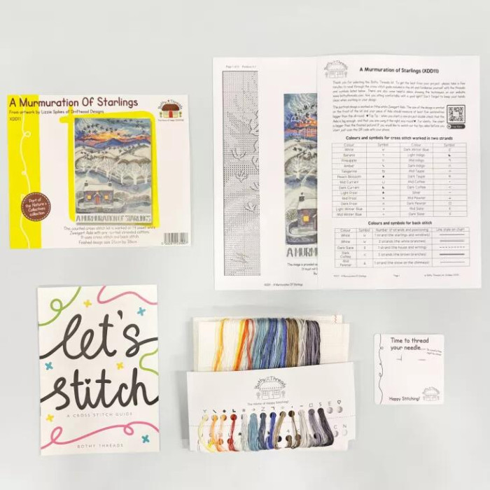 XDD11 Bothy Threads Набір для вишивки хрестиком - Шепіт шпаків A Murmuration Of Starlings 26x36 см, Aida 14