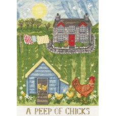 XDD12 Bothy Threads Набір для вишивки хрестиком - Писк курчат A Peep Of Chicks 26x36 см, Aida 14