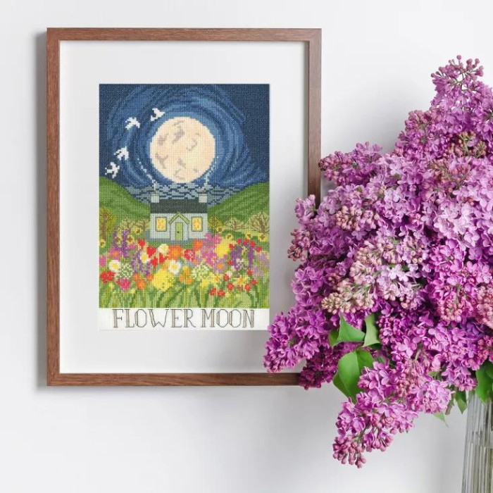 XDD2 Bothy Threads Набір для вишивки хрестиком - Квітковий місяць Flower Moon 18x27 см, Aida 14
