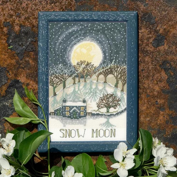 XDD4 Bothy Threads Набір для вишивки хрестиком - Сніжний місяць Snow Moon 18x27 см, Aida 14