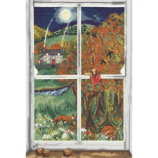 XDD6 Bothy Threads Набір для вишивки хрестиком - Вікно з каштаном Conker Window 26x35 см, Aida 16