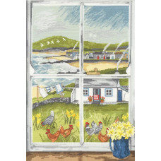 XDD8 Bothy Threads Набір для вишивки хрестиком - Вікно з первоцвітом Primrose Window 26x35 см, Aida 16