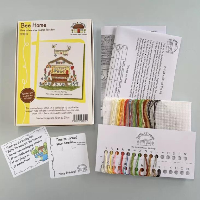 XETE12 Bothy Threads Набір для вишивки хрестиком - Бджолиний дім Bee Home 20x25 см, Aida 16