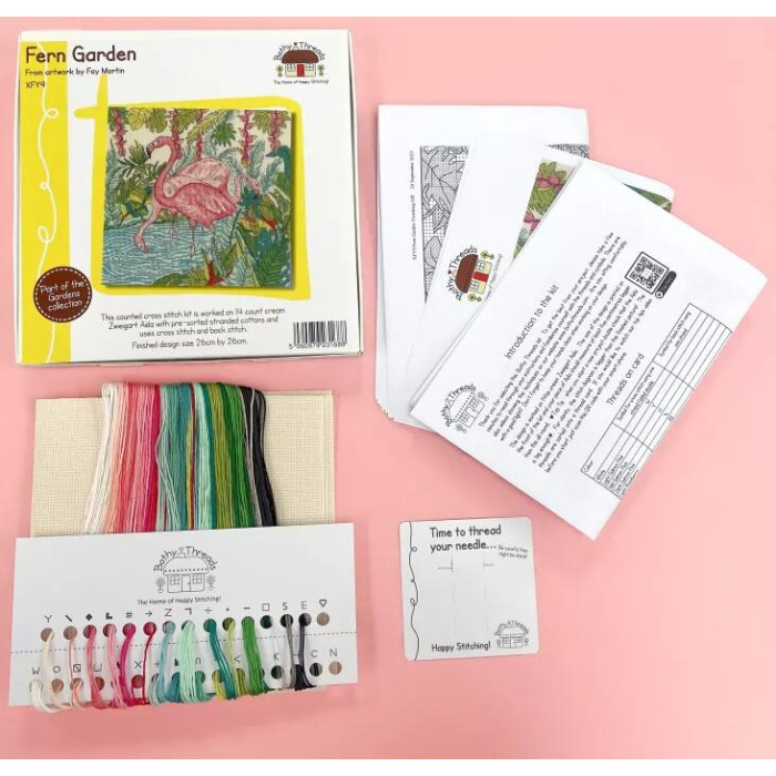 XFY9 Bothy Threads Набір для вишивки хрестиком - Папоротевий сад Fern Garden 26x26 см, Aida 14