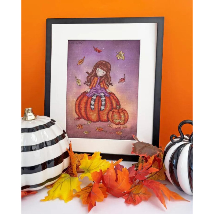 XG50 Bothy Threads Набір для вишивки хрестиком - Сидіння на гарбузі Pumpkin Perch 30,5x22 см, Aida 14