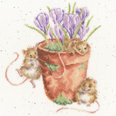 XHD123E Bothy Threads Набір для вишивки хрестиком - Садові друзі Garden Friends 26х26 см, Evenweave №28