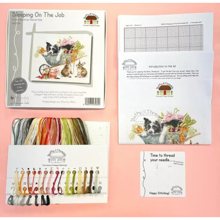 XHD134E Bothy Threads Набір для вишивки хрестиком - Сон на роботі Sleeping On The Job 28x34 см, Evenweave №32