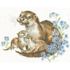 XHD141E Bothy Threads Набір для вишивки хрестиком - Неймовірно чарівні Otterly Adorable 26x33 см, Evenweave №28