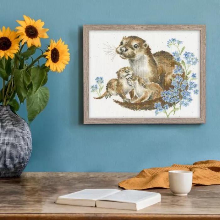 XHD141E Bothy Threads Набір для вишивки хрестиком - Неймовірно чарівні Otterly Adorable 26x33 см, Evenweave №28