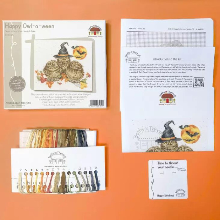 XHD145E Bothy Threads Набір для вишивки хрестиком - Щасливого Хелоувіна Happy Owl-O-Ween 29x33 см, Evenweave №28