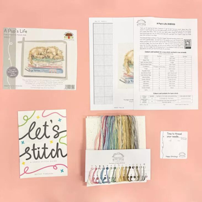 XHD153E Bothy Threads Набір для вишивки хрестиком - Життя цуценяти A Pup's Life 26x30 см, Evenweave №28