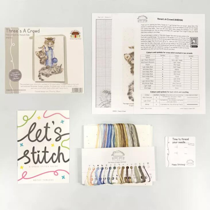 XHD154E Bothy Threads Набір для вишивки хрестиком - Троє - це натовп Three's A Crowd 25x38 см, Evenweave №28