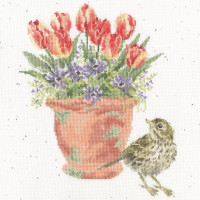 XHD156E Bothy Threads Набір для вишивки хрестиком - Щеврик лучний The Meadow Pipit 26х26 см, Evenweave №28