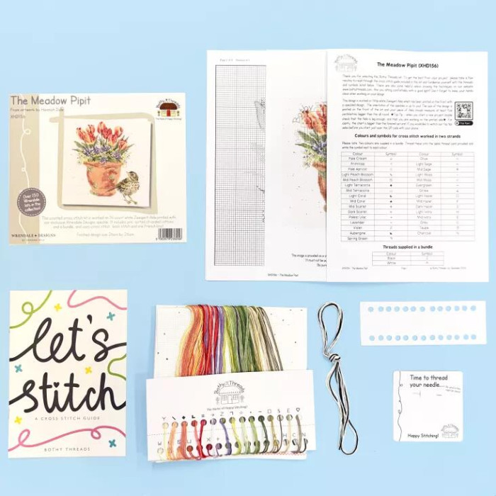 XHD156E Bothy Threads Набір для вишивки хрестиком - Щеврик лучний The Meadow Pipit 26х26 см, Evenweave №28