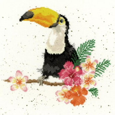 XHD21E Bothy Threads Набір для вишивки хрестиком - Тукан моєї любові Toucan Of My Affection 26х26 см, Evenweave №28