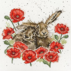 XHD61E Bothy Threads Набір для вишивки хрестиком - Заяча любов Love Is In The Hare 26x26 см, Evenweave №28
