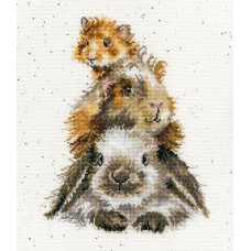 XHD65E Bothy Threads Набір для вишивки хрестиком - Мала купа давай ше Piggy In The Middle 26x30 см, Evenweave №28