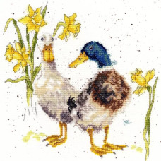 XHD6E Bothy Threads Набір для вишивки хрестиком - Качки та нарциси Ducks And Daffs 26х26 см, Evenweave №28