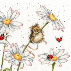 XHD80E Bothy Threads Набір для вишивки хрестиком - Мишка на ромашці Daisy Mouse 26x26 см, Evenweave №28