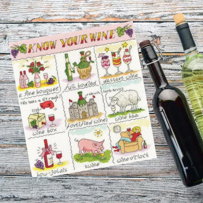 XHS11 Bothy Threads Набір для вишивки хрестиком - Знай своє вино Know Your Wine 26х28 см, Aida 14