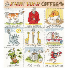 XHS17 Bothy Threads Набір для вишивки хрестиком - Знай свою каву Know Your Coffee 26х29 см, Aida 14