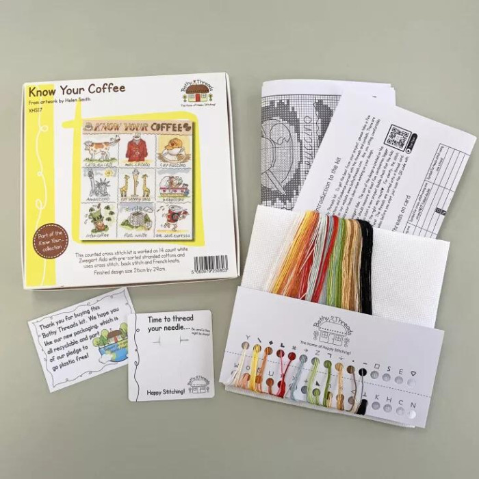 XHS17 Bothy Threads Набір для вишивки хрестиком - Знай свою каву Know Your Coffee 26х29 см, Aida 14