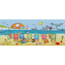 XJR29 Bothy Threads Набір для вишивки хрестиком - Веселощі на шезлонгу Deckchair Fun 15x37 см, Aida 14