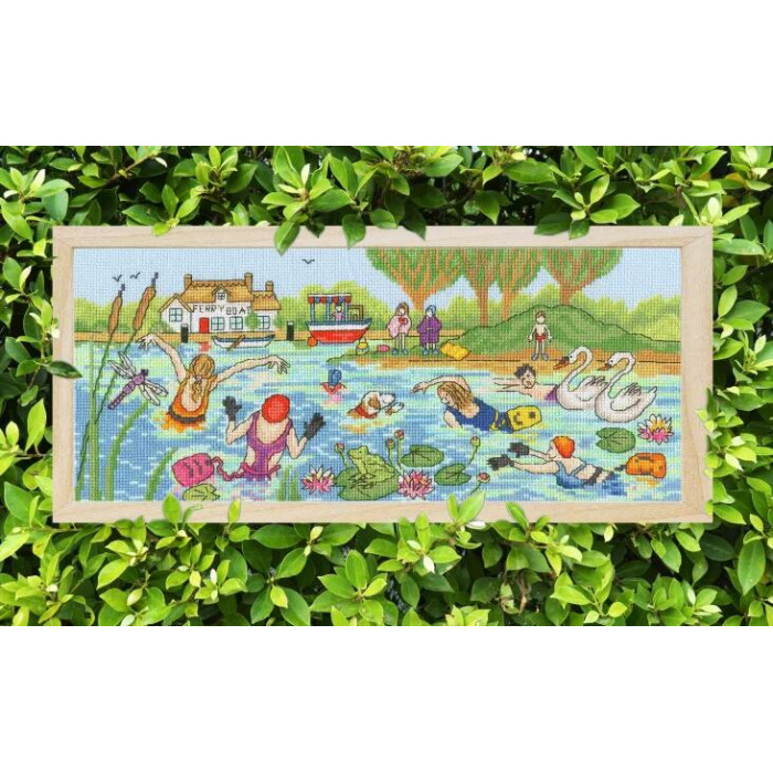 XJR41 Bothy Threads Набір для вишивки хрестиком - Розваги на озері Lakeside Fun 15x36 см, Aida 14