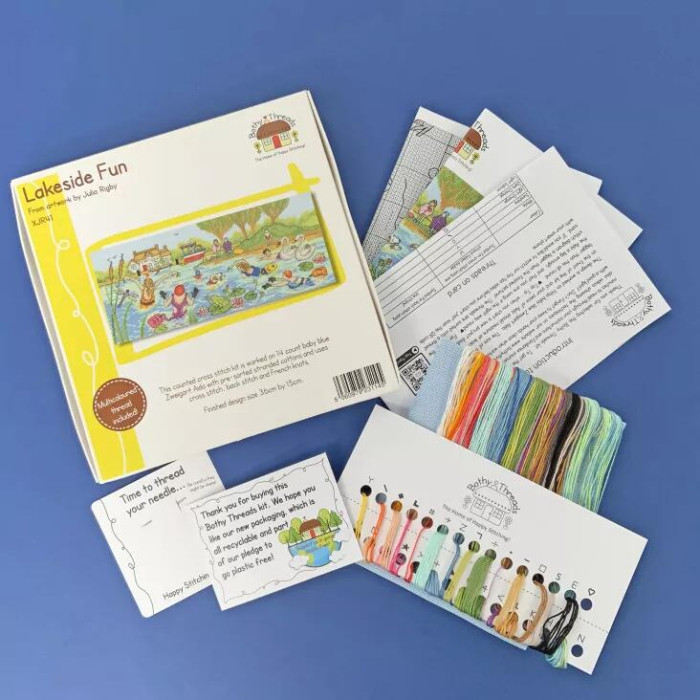 XJR41 Bothy Threads Набір для вишивки хрестиком - Розваги на озері Lakeside Fun 15x36 см, Aida 14