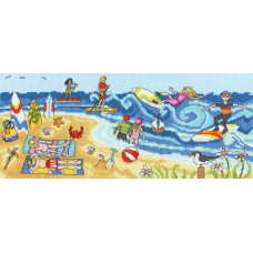 XJR42 Bothy Threads Набір для вишивки хрестиком - Розваги на морі Seaside Fun 15x36 см, Aida 14