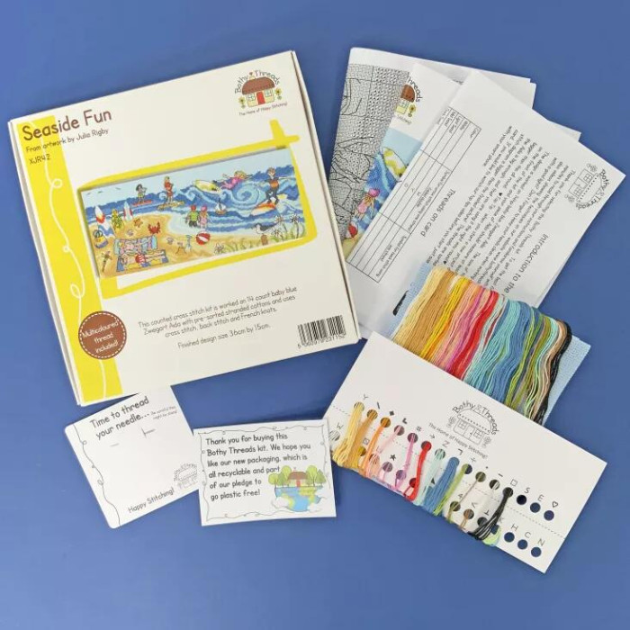 XJR42 Bothy Threads Набір для вишивки хрестиком - Розваги на морі Seaside Fun 15x36 см, Aida 14