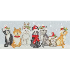 XKTB11 Bothy Threads Набір для вишивки хрестиком - Святкові коти Festive Felines 16x39 см, Aida 14