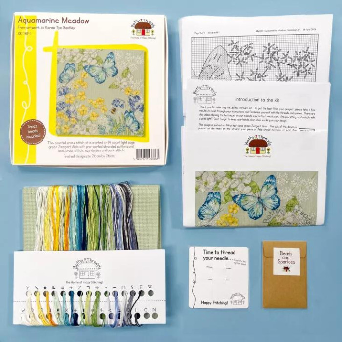 XKTB14 Bothy Threads Набір для вишивки хрестиком - Аквамариновий луг Aquamarine Meadow 26x26 см, Aida 14