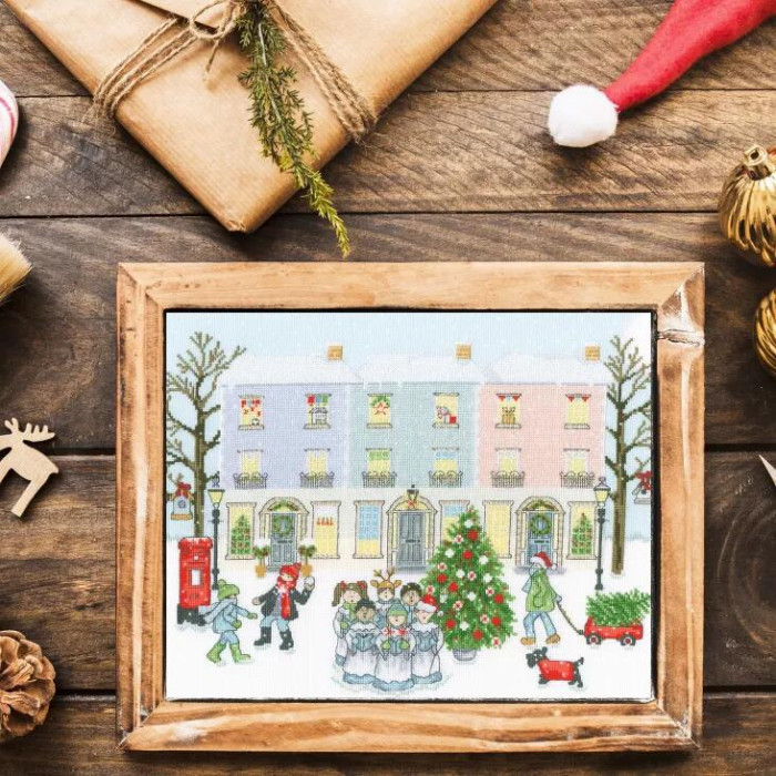 XKTB8 Bothy Threads Набір для вишивки хрестиком - Святкова вулиця Advent Street 26x34 см, Aida 16